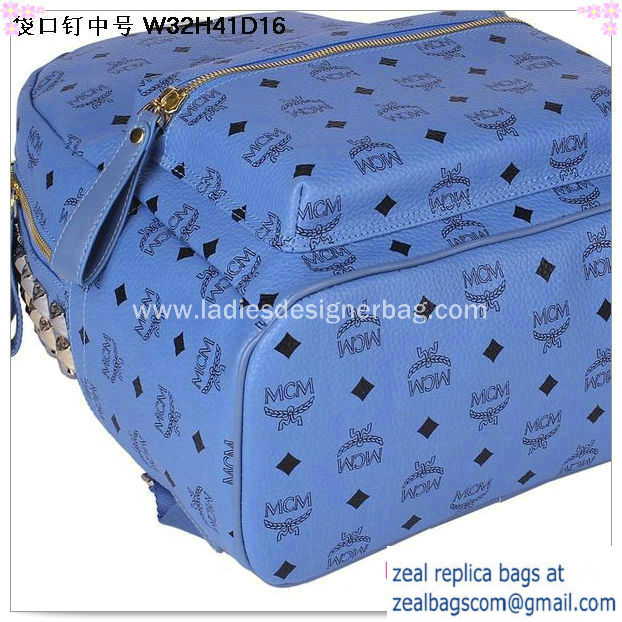 High Quality Replica Hot Sale MCM Medium Top Studs Backpack MC4232 Blue - Click Image to Close